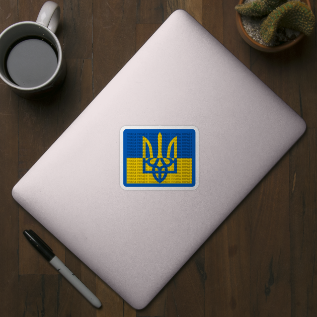 Ukraine Flag Trident-Slava Ukraini by Scar